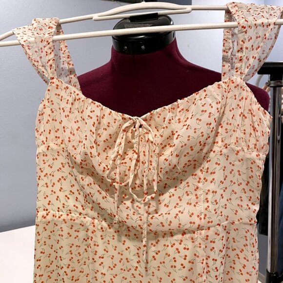 Print Midi Dress Smocked Sundress Sle - Picture 8 of 9